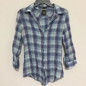 Lightweight Blue Plaid Button Down
